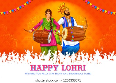illustration of Happy Lohri holiday background for Punjabi festival