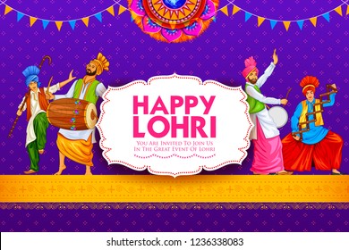 illustration of Happy Lohri holiday background for Punjabi festival