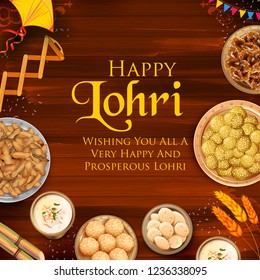 illustration of Happy Lohri holiday background for Punjabi festival