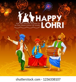 illustration of Happy Lohri holiday background for Punjabi festival