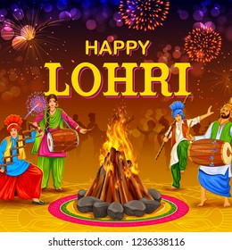 illustration of Happy Lohri holiday background for Punjabi festival