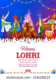 illustration of Happy Lohri holiday background for Punjabi festival
