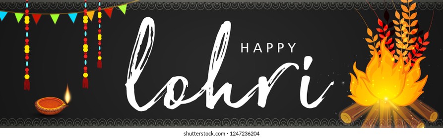 illustration of Happy Lohri holiday background for Punjabi festival with festival background ,decoration and elements