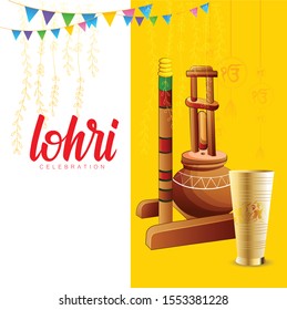 Illustration of Happy lohri holiday background for Punjabi festival 