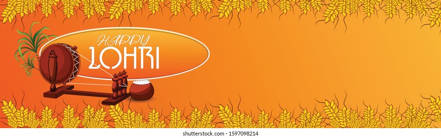  illustration of Happy Lohri holiday background for Punjabi festival