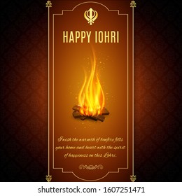 illustration of Happy Lohri holiday background for Punjabi sikh festival  flyer poster banner creative royal golden greeting