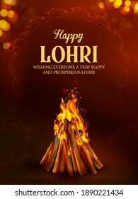 illustration of Happy Lohri holiday background for Punjabi festival