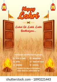 illustration of Happy Lohri holiday background for Punjabi festival