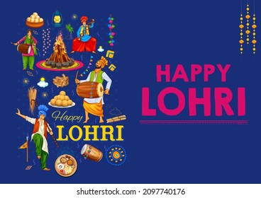 illustration of Happy Lohri holiday background for Punjabi festival