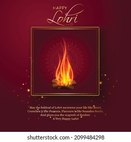illustration of Happy Lohri holiday background for Punjabi sikh festival  flyer poster banner creative greeting