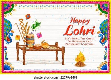 ilustración de los antecedentes de las vacaciones de Happy Lohri para el festival Punjabi