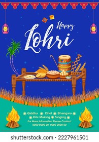 illustration of Happy Lohri holiday background for Punjabi festival