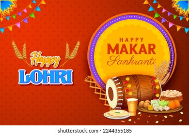 illustration of Happy Lohri holiday background for Punjabi festival