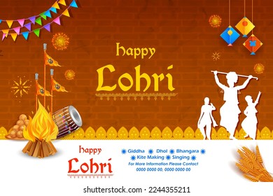 illustration of Happy Lohri holiday background for Punjabi festival