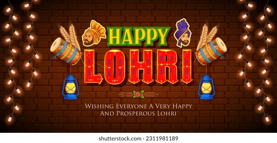 illustration of Happy Lohri holiday background for Punjabi festival