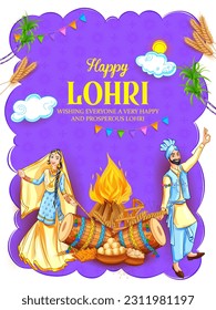 illustration of Happy Lohri holiday background for Punjabi festival