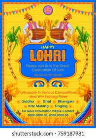 illustration of Happy Lohri holiday background for Punjabi festival