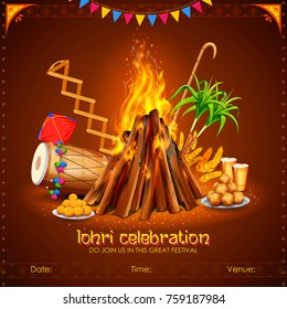 illustration of Happy Lohri holiday background for Punjabi festival