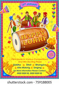 illustration of Happy Lohri holiday background for Punjabi festival