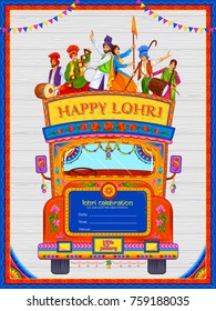 ilustración de los antecedentes del día feliz de Lohri para el festival Punjabi