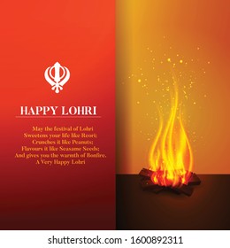 illustration of Happy Lohri holiday invitation card and  greeting card for Punjabi sikh festival  vector flyer poster banner creative