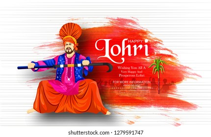 illustration of Happy Lohri holiday for Punjabi festival
