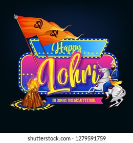 illustration of Happy Lohri holiday for Punjabi festival
