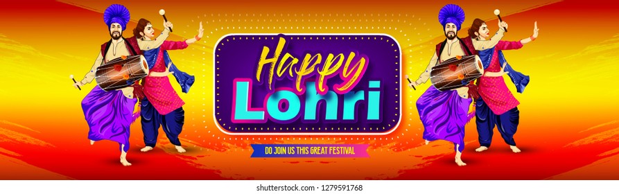 illustration of Happy Lohri holiday for Punjabi festival