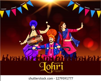 illustration of Happy Lohri holiday for Punjabi festival