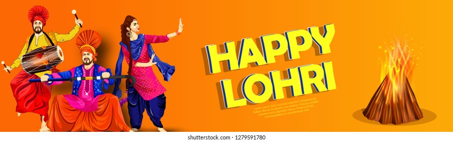 illustration of Happy Lohri holiday for Punjabi festival