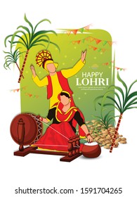 illustration of Happy Lohri holiday for Punjabi festival