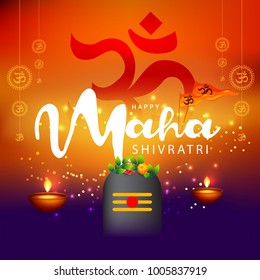 Illustration Of Happy Maha Shivaratri Hindu Festival,Poster Or Banner Background.