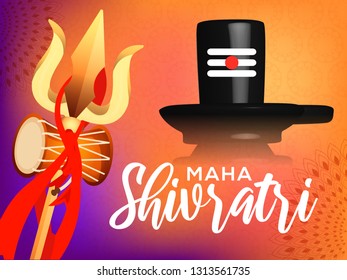 Illustration Of Happy Maha Shivaratri Hindu Festival Celebrate Of Shiva Lord,Poster Or Banner Background.