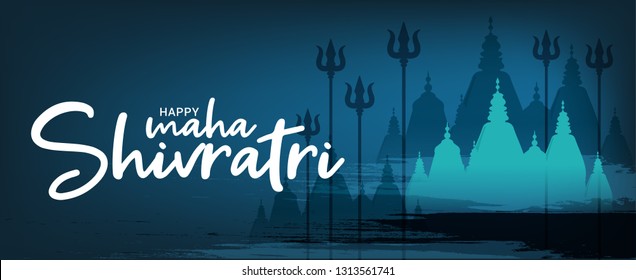 Illustration Of Happy Maha Shivaratri Hindu Festival Celebrate Of Shiva Lord,Poster Or Banner Background.