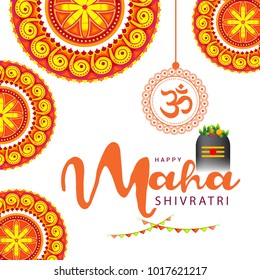 Illustration Of Happy Maha Shivratri Greeting Card Design.