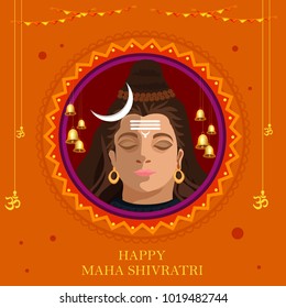 Illustration Of Happy Maha Shivratri Greeting Card Design.