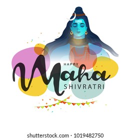Illustration Of Happy Maha Shivratri Greeting Card Design.