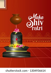 Illustration Of Happy Maha Shivratri Greeting Card Design with hindi text (shiv) elegant background,flowers