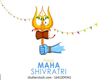 Illustration Of Happy Maha Shivratri Greeting Card Design.