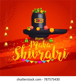 Illustration Of Happy Maha Shivratri Greeting Card Design.