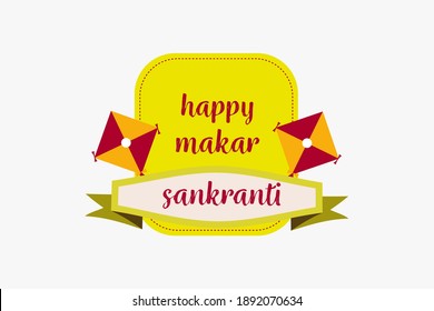 ilustración del festival de la cosecha feliz makar sankranti de andhra pradesh telangana saluda el fondo abstracto con dibujos animados hermoso texto colorido de cometas con un vector de diseño de pancartas.