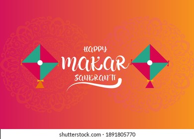 ilustración de feliz festival de cosecha navideña makar sankranti de andhra pradesh telangana saluda fondo abstracto con dibujos animados hermoso vector colorido de cometas.