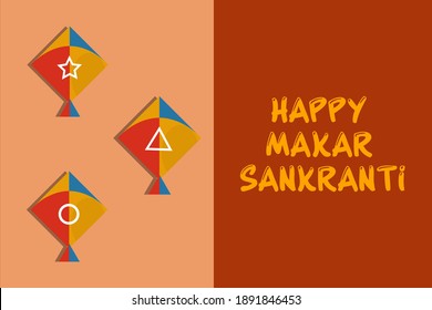 ilustración de feliz festival de cosecha navideña makar sankranti de andhra pradesh telangana saluda fondo abstracto con caricaturas hermosas y coloridas cometas con vector de espacio de texto. 