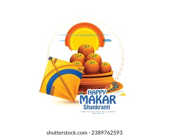  illustration of Happy Makar Sankranti holiday India festival
