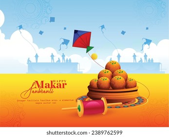  illustration of Happy Makar Sankranti holiday India festival
