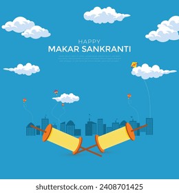 Illustration von Happy Makar Sankranti Urlaub Hintergrund Indien Festival.Template Design.