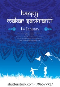 illustration of Happy Makar Sankranti with kite mandala.