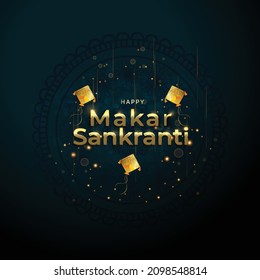 Illustration Of Happy Makar Sankranti Wallpaper With Colorful Kite String For Festival Of India ,   Mandala With Flat Art  Flyer Poster Banner Creative