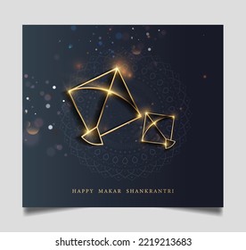 illustration of Happy Makar Sankranti wallpaper with colorful kite string for festival of India ,   mandala with flat art  flyer poster banner creative