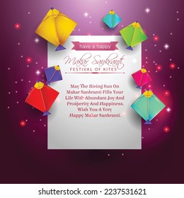 illustration of Happy Makar Sankranti wallpaper with colorful kite string for festival of India indian multicolor mandala with flat art vector flyer poster banner creative